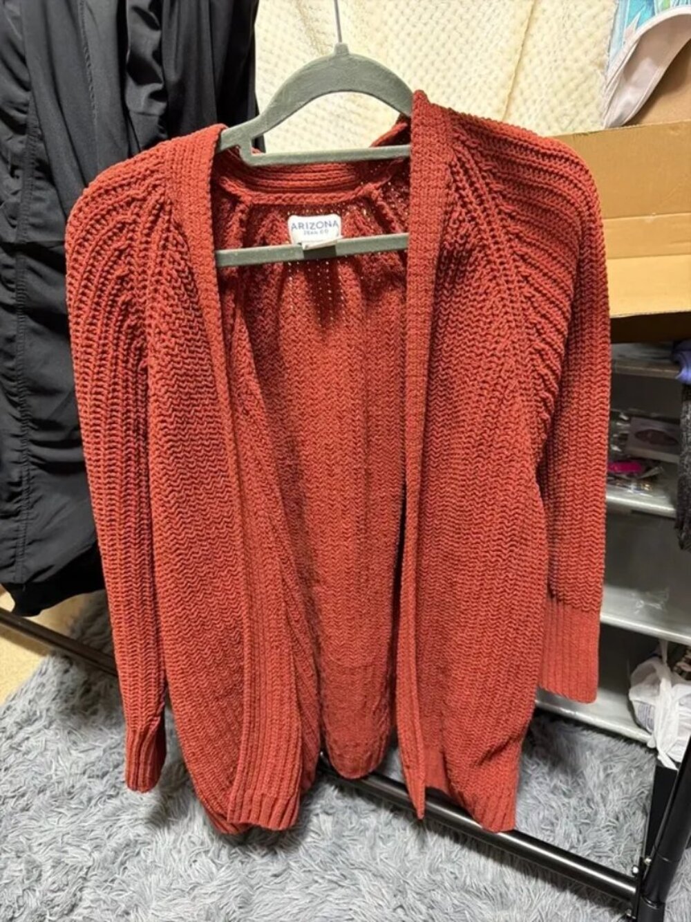 Arizona Cardigan Size Small Burnt Orange Rust Opemn Front